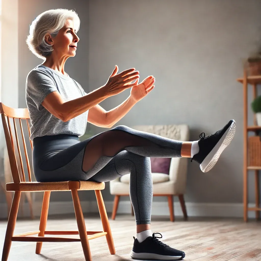 Calisthenics for Seniors: 7 Powerful Exercises to Boost Strength and Vitality 6 senior woman performing a seated leg raise