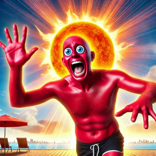 Outdoor Workouts: Why Nature Is Secretly Trying to Kill You 4 humorous man running from the sun with a sunburn