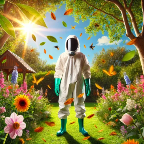 Outdoor Workouts: Why Nature Is Secretly Trying to Kill You 7 person in full hazmat suit standing among pollen producing plants - humorous