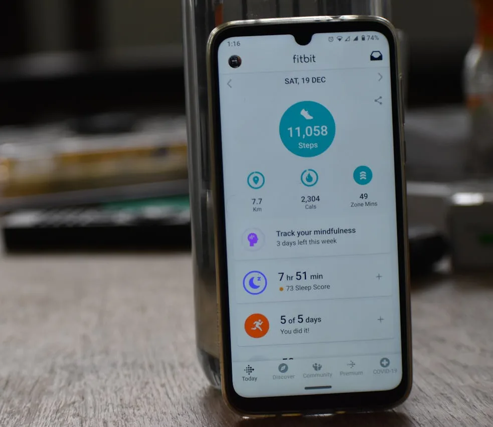 image of fitbit app on phone