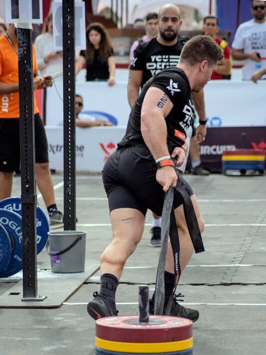 Unlock Farmer Strength: The Rugged Blueprint for Real-World Power 7 man performing weighted sled pulls