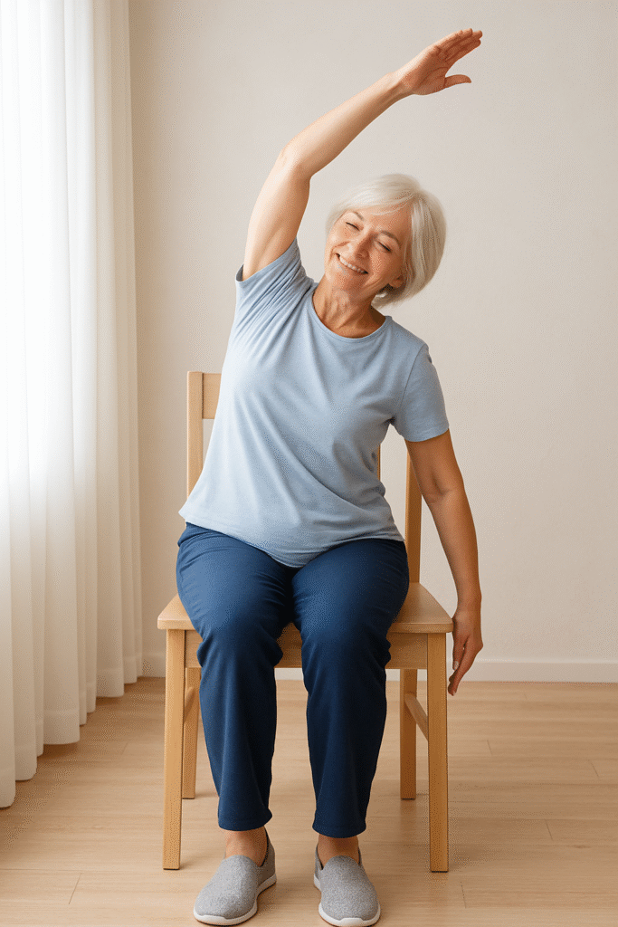 Chair Stretches for Seniors: 5 Powerful Moves to Boost Flexibility 4 woman performing chair stretches for seniors