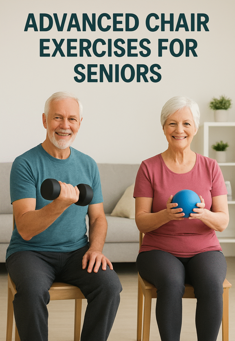 Home 8 fit senior couple exercising in a seated position