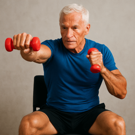 Advanced Chair Exercises for Seniors: 9 Proven Moves for Aging Strong 2 senior man demonstrating advanced chair exercises for seniors doing seated power punches