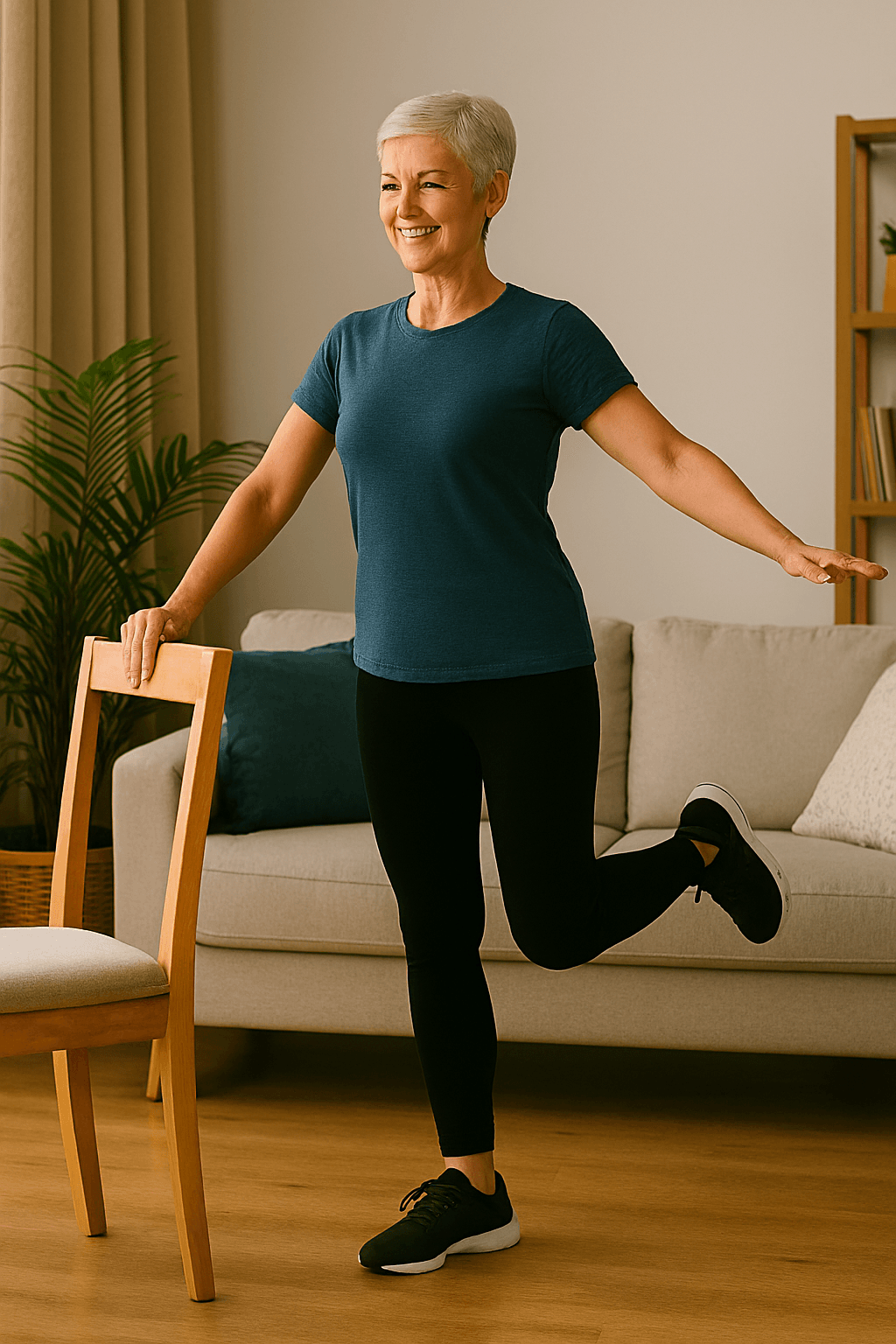Exercises for Seniors: 10 Surprisingly Effective Everyday Activities That Count as Workouts 13 Senior practicing balance exercises for fall prevention