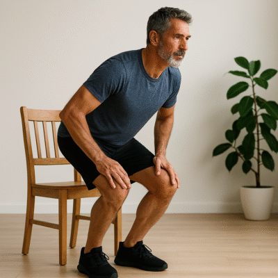 Functional Strength for Seniors: 10 Essential Exercises for Daily Life 3 Senior performing sit-to-stand exercise for functional leg strength