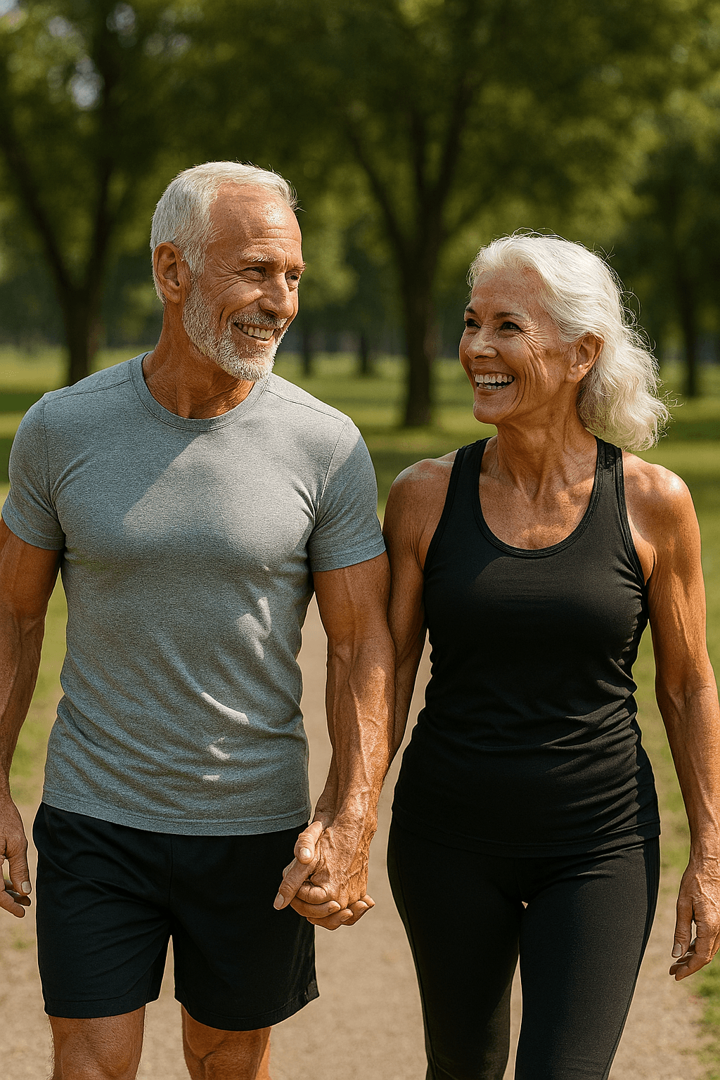 Senior Fitness: 15 Essential Principles for Strength, Mobility & Healthy Aging 2 fit senior man and woman walking for senior fitness