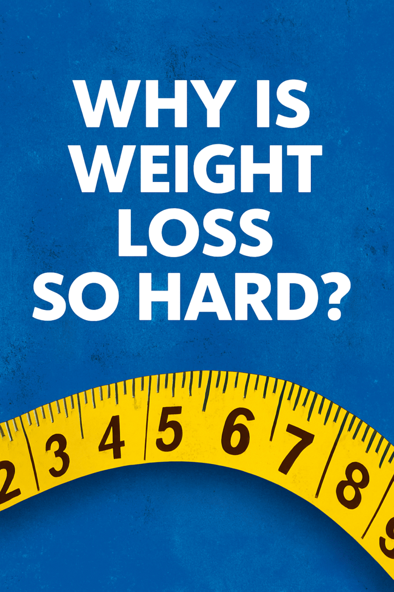 Home 3 text 'why is weight loss so hard' over a yellow tape measure