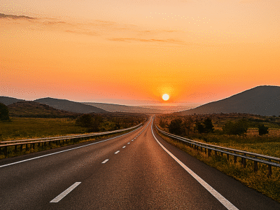 Open road at sunset—symbolizing real-life weight loss success, clarity, and momentum