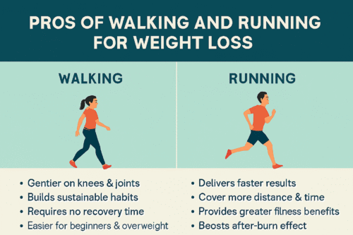 infographic of walking and running for weight loss